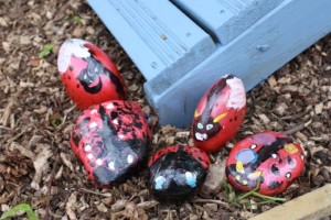Painted stones garden creatures